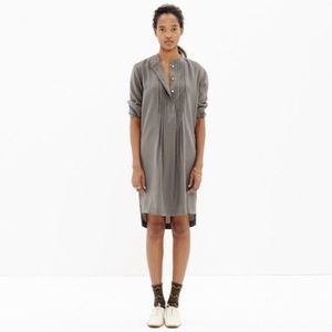 Madewell gray pleated tunic shirt dress